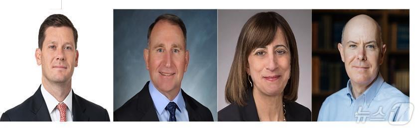 본문 이미지 - (왼쪽부터) 할 브랜즈 존스홉킨스대 국제관계학 특훈교수, 로버트 에이브럼스 전 한미연합사령관 겸 주한미군사령관, 웬디 커틀러 아시아소사이어티정책연구소(ASPI) 부회장, 더글러스 어윈 다트머스대 경제학과 교수(문화일보 제공)