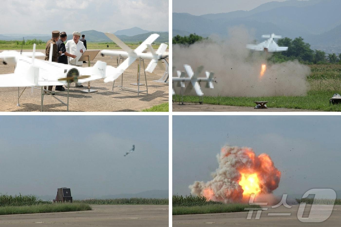 (평양 노동신문=뉴스1) = 김정은 북한 노동당 총비서가 지난 24일 국방과학원 무인기연구소에서 조직한 각종 무인기들의 성능시험을 현지에서 지도했다고 당 기관지 노동신문이 26일 보도했다. [국내에서만 사용가능. 재배포 금지. DB 금지. For Use Only in the Republic of Korea. Redistribution Prohibited] rodongphoto@news1.kr