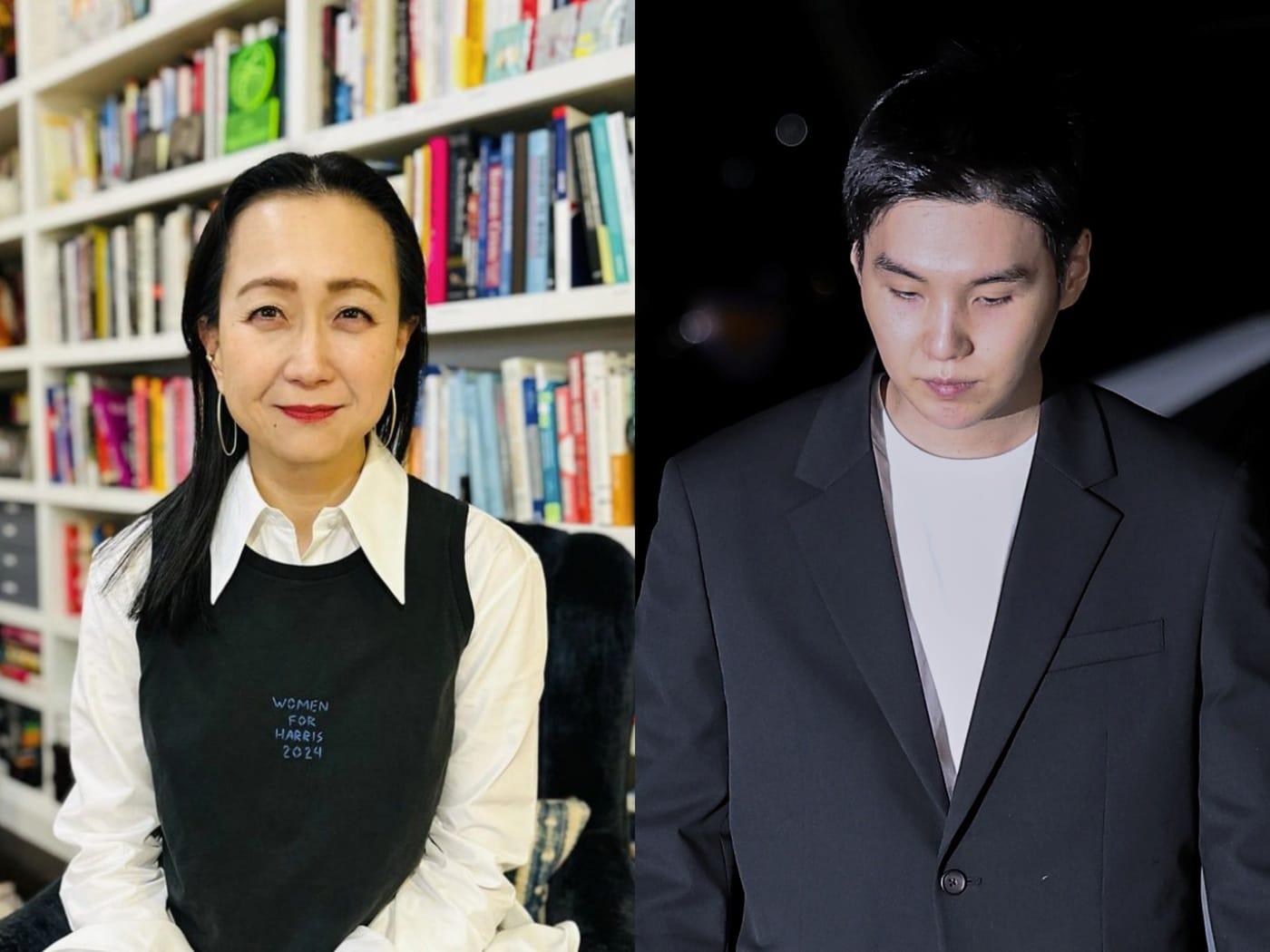 본문 이미지 - '파친코' 이민진 작가(왼쪽), 방탄소년단 슈가. (사진=이민진 SNS 캡처, 뉴스1DB)