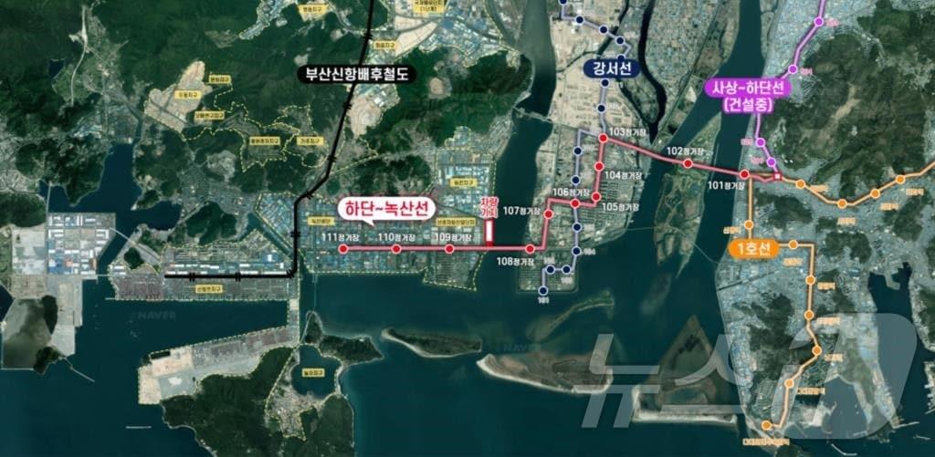 본문 이미지 - 부산도시철도 하단-녹산선 노선도.(부산시청 제공)