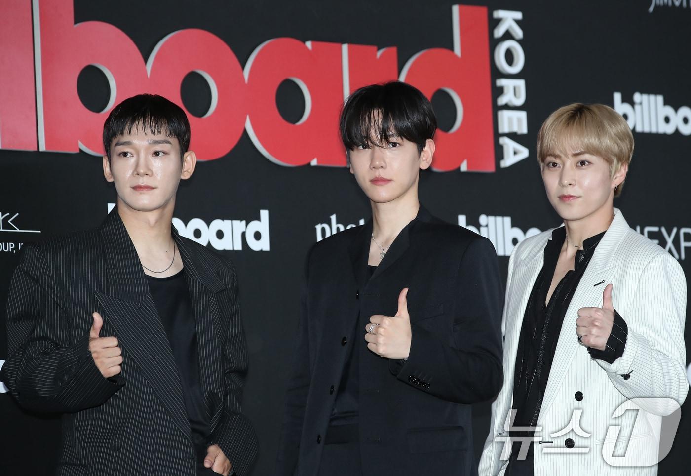 (왼쪽부터) 엑소 첸, 백현, 시우민 ⓒ News1 권현진 기자