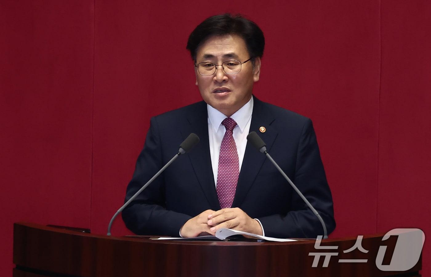 유상임 신임 과학기술정보통신부 장관이 28일 오후 서울 여의도 국회에서 열린 제417회국회(임시회) 제2차 본회의에서 인사말을 하고 있다. 2024.8.28/뉴스1 ⓒ News1 김민지 기자