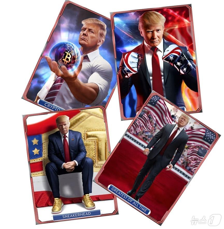 본문 이미지 - 미국 공화당 대선 후보인 도널드 트럼프 전 대통령이 27일(현지시간) '아메리카 퍼스트 컬렉션'이라는 이름의 '대체불가능토큰'(NFT) 디지털 트레이딩 카드'를 판매한다고 밝혔다. (출처=컬렉트트럼프카드(collecttrumpcards) 닷컴) 2024.8.28.