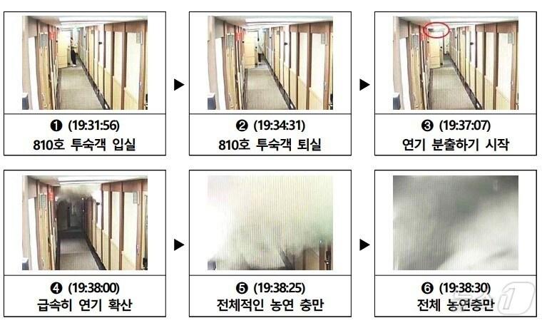 본문 이미지 - 폐쇄회로(CC)TV에 담긴 부천 호텔 화재 상황(더불어민주당 윤건영 의원실 제공)/뉴스1