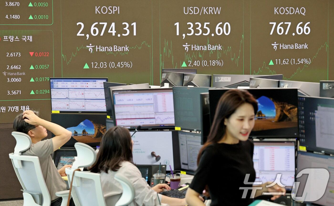 본문 이미지 - 서울 중구 하나은행 본점 딜링룸./뉴스1 ⓒ News1