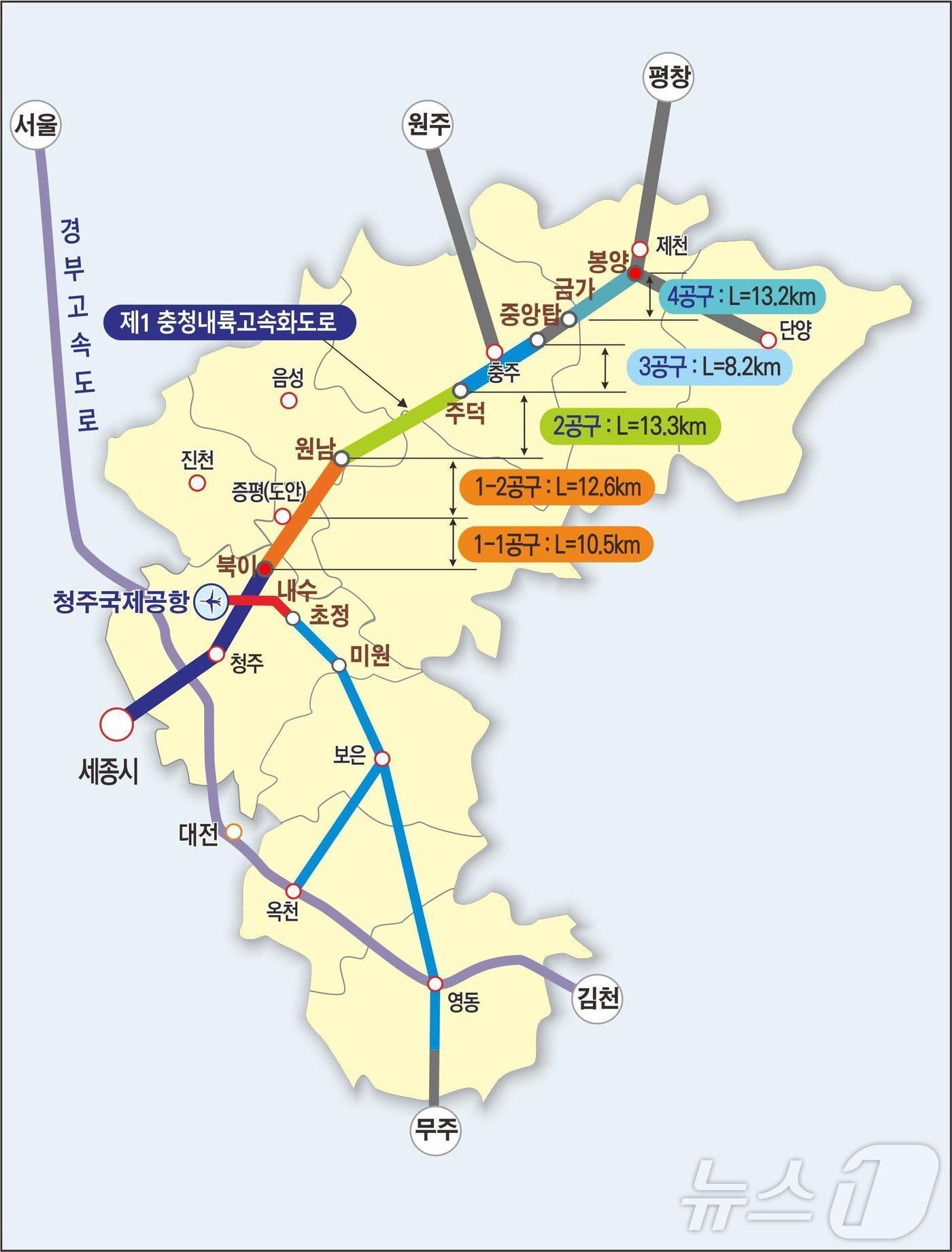 본문 이미지 - 충청내륙고속화도로 위치도 /뉴스1 
