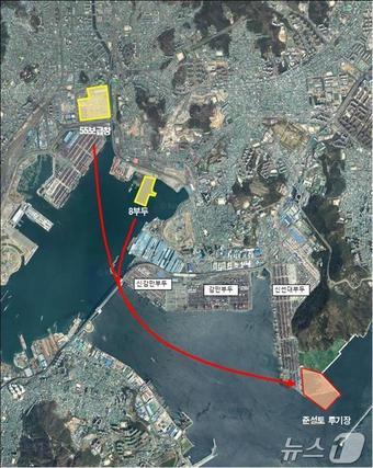본문 이미지 - 미55보급창·8부두 이전 계획도(부산시 제공).