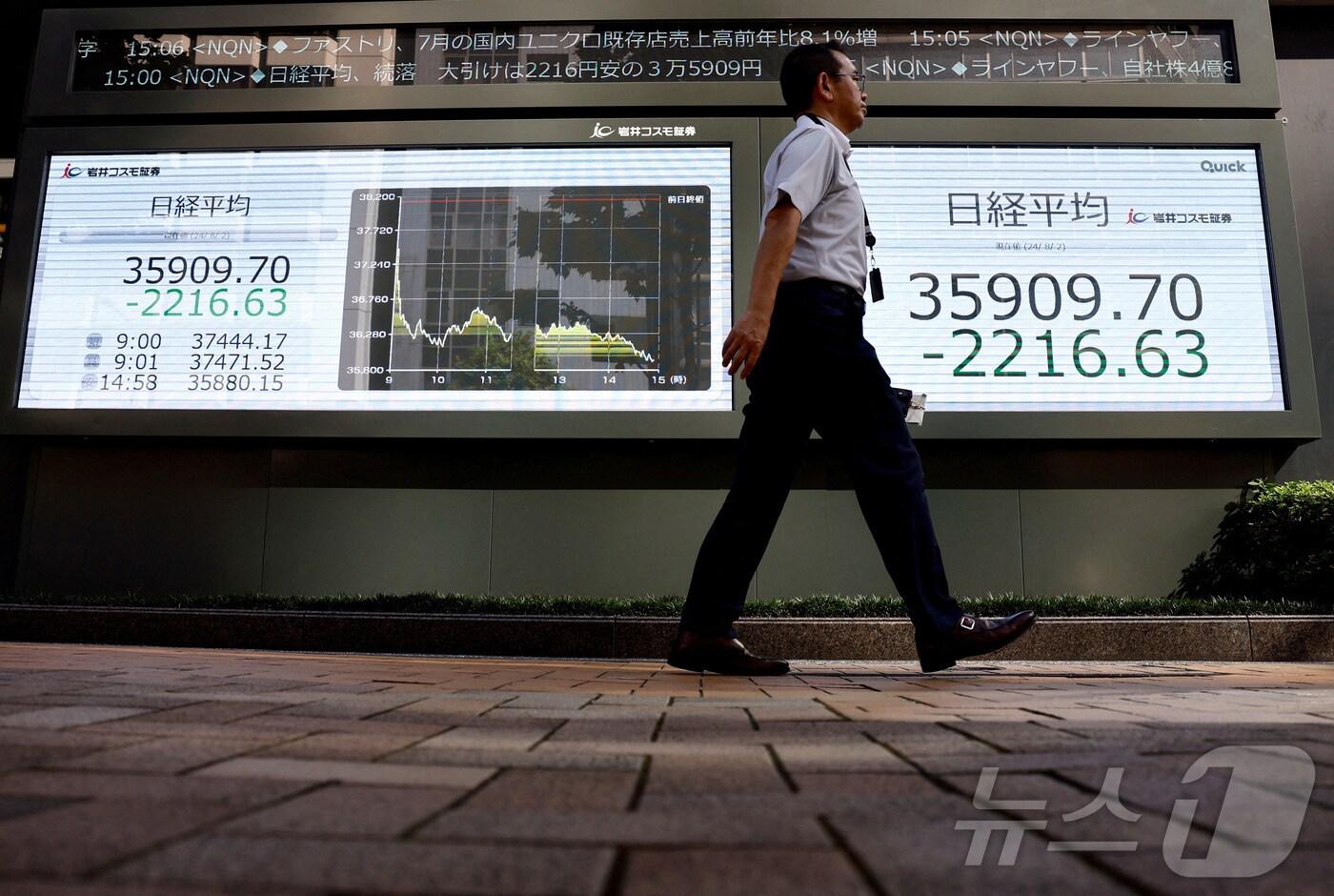 일본 증시 전광판 ⓒ 로이터=뉴스1