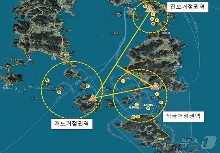 본문 이미지 - 여수시 드론 배송 시범사업 거점권역별 지도.&#40;여수시 제공&#41; ⓒ News1