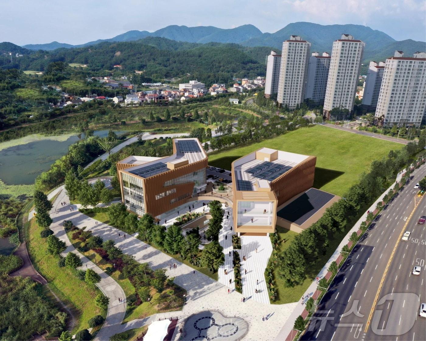 본문 이미지 - 경남혁신도시 복합문화도서관 조감도(진주시 제공).