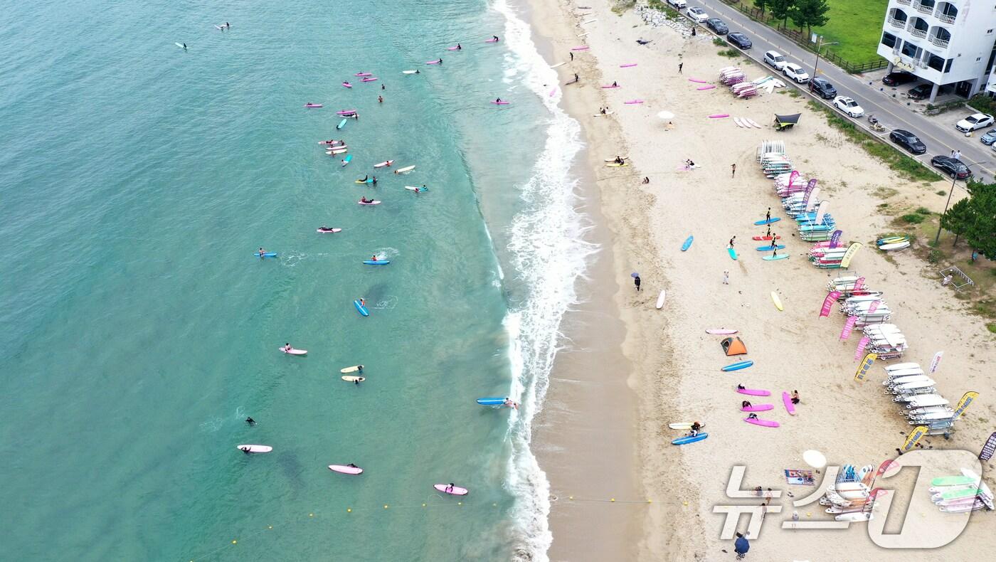 강원 양양군 현남면 인구 해수욕장을 찾은 시민들이 서핑을 즐기고 있다. &#40;자료사진&#41;/뉴스1 DB