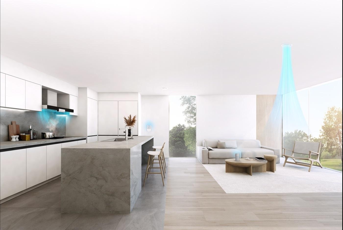 경동나비엔 환기청정기를 가동해 집안 곳곳의 공기를 효율적으로 관리하는 모습(연출). /경동나비엔 제공