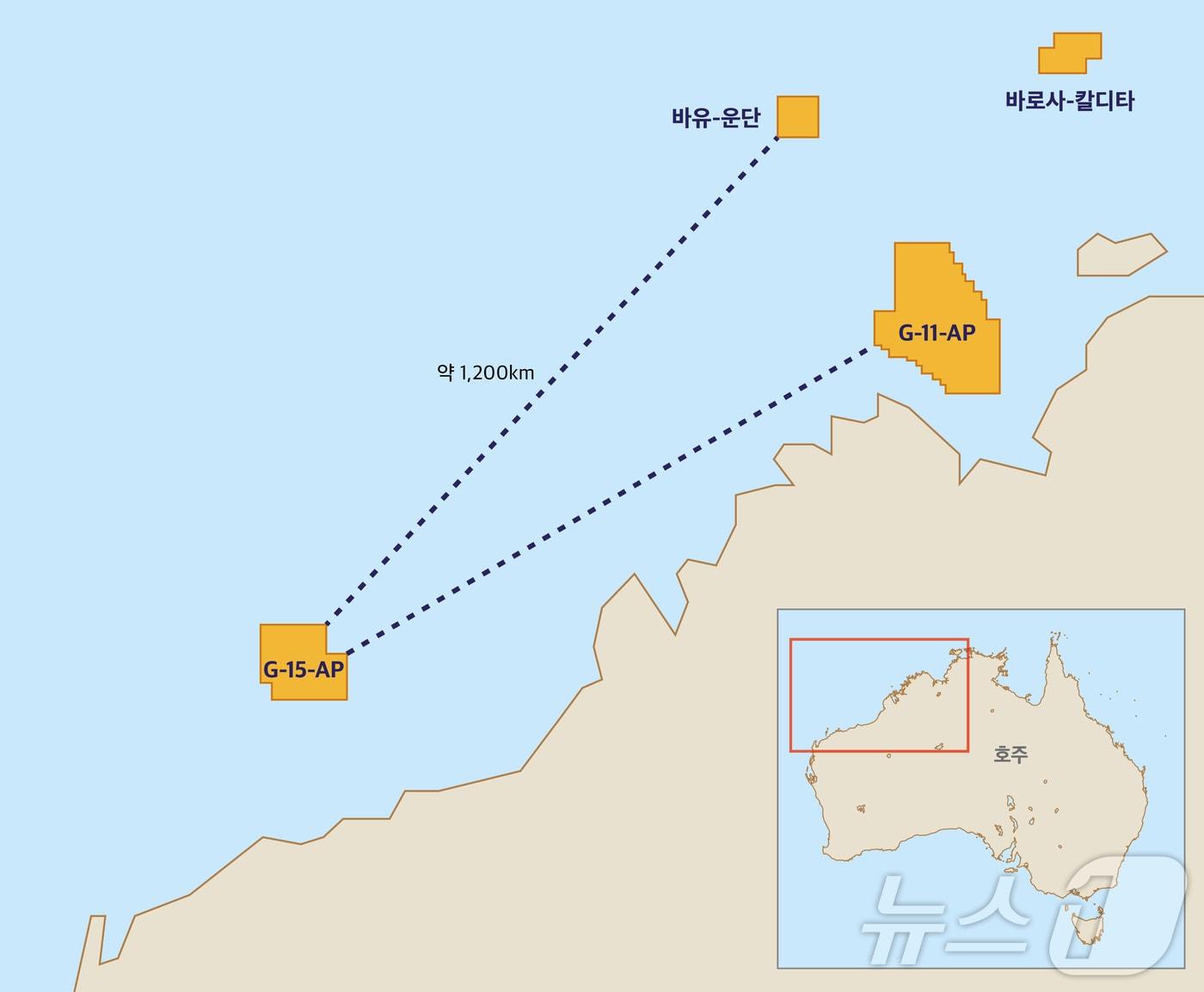 본문 이미지 - 호주 북부 해상 카나르본 분지 G-15-AP 광구 위치(SK이노베이션 제공)