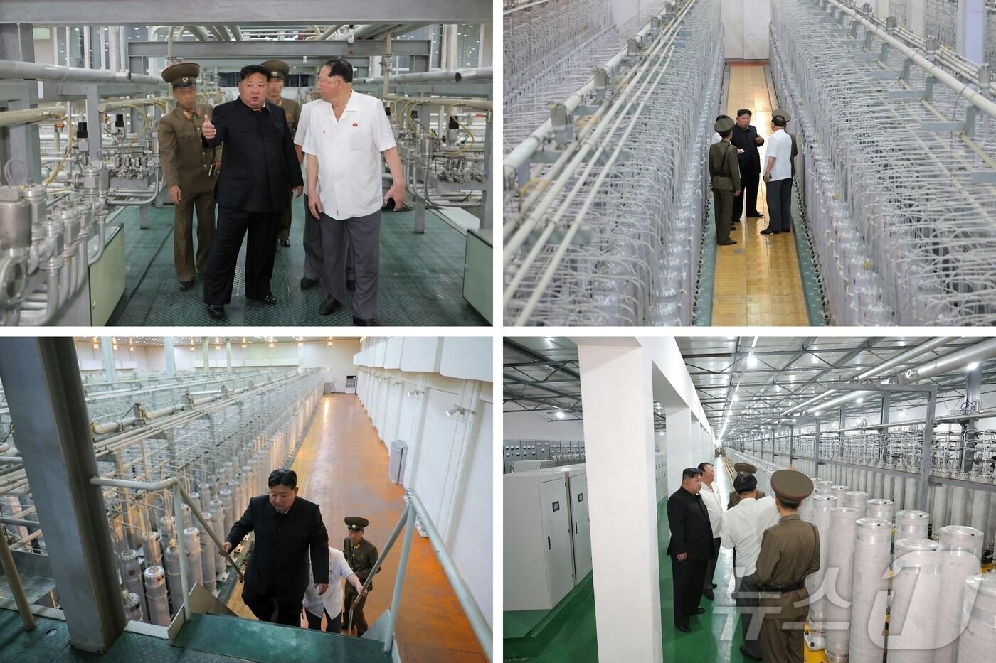 (평양 노동신문=뉴스1) = 북한 노동당 기관지 노동신문은 13일 김정은 당 총비서가 "핵무기연구소와 무기급 핵물질 생산기지를 현지 지도하며 핵탄 생산 및 현행 핵물질 생산 실태를 료해(점검)하고 무기급 핵물질 생산을 늘리기 위한 전망계획에 대한 중요 과업을 제시했다"라고 보도했다. [국내에서만 사용가능. 재배포 금지. DB 금지. For Use Only in the Republic of Korea. Redistribution Prohibited] rodongphoto@news1.kr