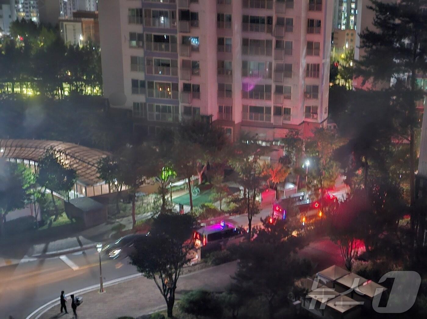 본문 이미지 - 18일 오후 7시 30분쯤 서울 노원구 상계동의 한 아파트 단지 전체동에 정전이 발생해 주민들이 불편을 겪고 있다. / 독자 제공