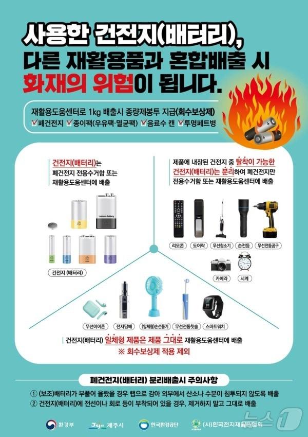 본문 이미지 -  제주시는 19일 폐건전지를 별도 전용 수거함에 분리 배출해달라고 당부했다./뉴스1