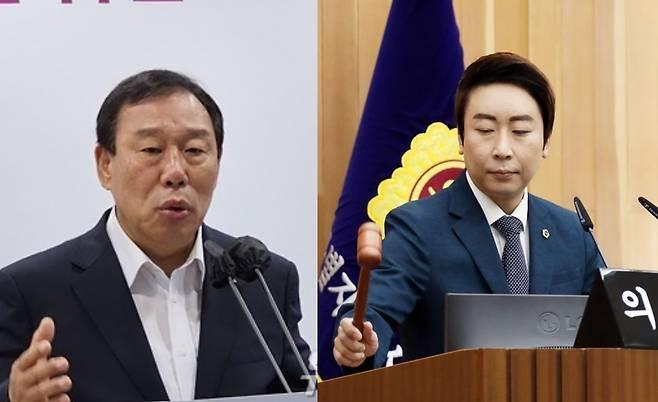 본문 이미지 - 최민호 세종시장(왼쪽)과 임채성 세종시의회의장. / 뉴스1