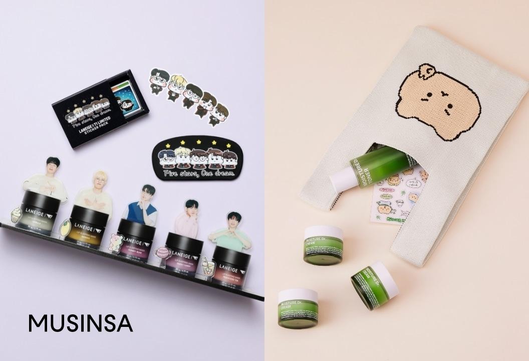 본문 이미지 - 무신사 뷰티에서 선발매 상품으로 좋은 반응을 얻었던 &#39;라네즈XT1 립 슬리핑 마스크&#39;&#40;왼쪽&#41;와 &#39;아이소이x망그러진 곰 모이스춰 닥터 수분크림&#39;.&#40;무신사뷰티제공&#41;