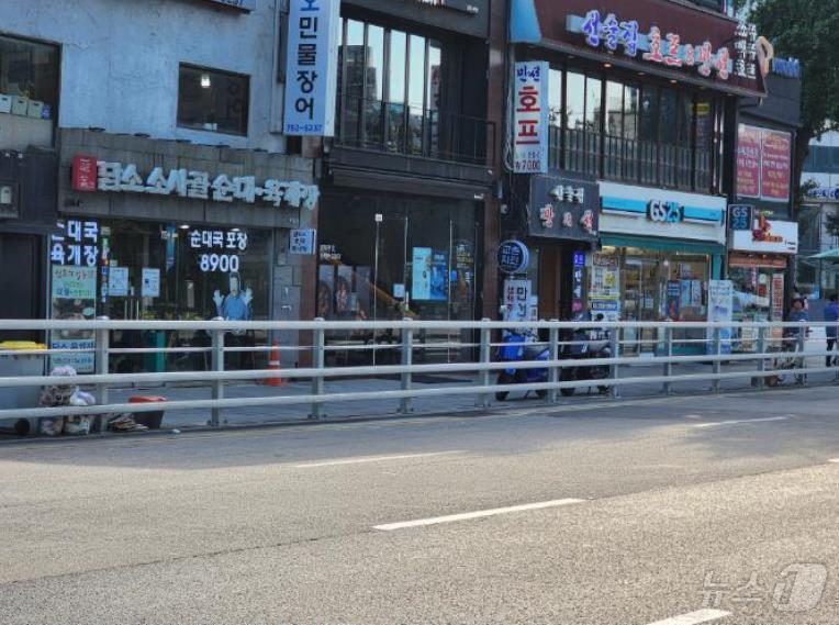 본문 이미지 -  시청역 사고 이후 생긴 세종대로 18길 일방통행구간 방호울타리.(서울시 제공) 