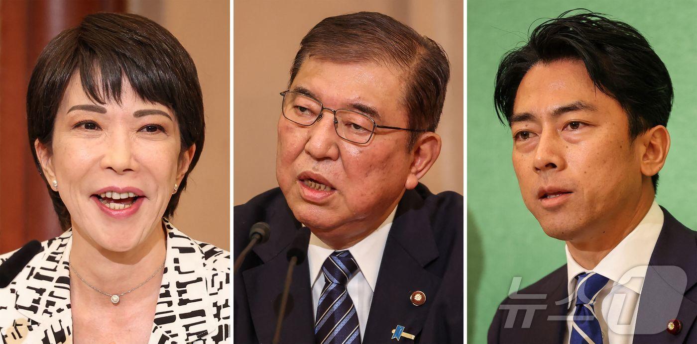 다카이치 사나에 전 경제안보상, 이시바 시게루 총리, 고이즈미 신지로 농림수산상. 2024.09.14 ⓒ AFP=뉴스1 ⓒ News1 김지완 기자