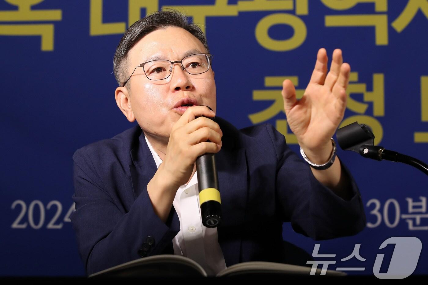 본문 이미지 - 정태옥 대구시 지방시대위원장이 26일 오전 대구 남구 이천동 대구아트파크에서 열린 아시아포럼21 초청토론회에 참석해 기조연설하고 있다. 2024.9.26/뉴스1 ⓒ News1 공정식 기자
