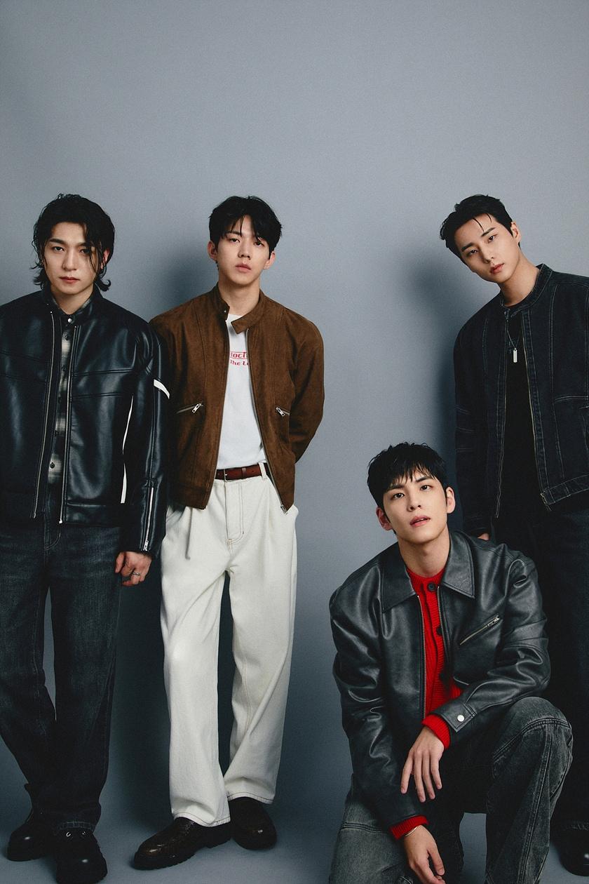 본문 이미지 - 에잇세컨즈는 최근 밴드 붐의 주역으로 떠오른 데이식스(DAY6)와 함께 세련되고 절제된 펑크 무드의 2024년 가을겨울 시즌 화보를 공개했다.(에잇세컨즈제공)