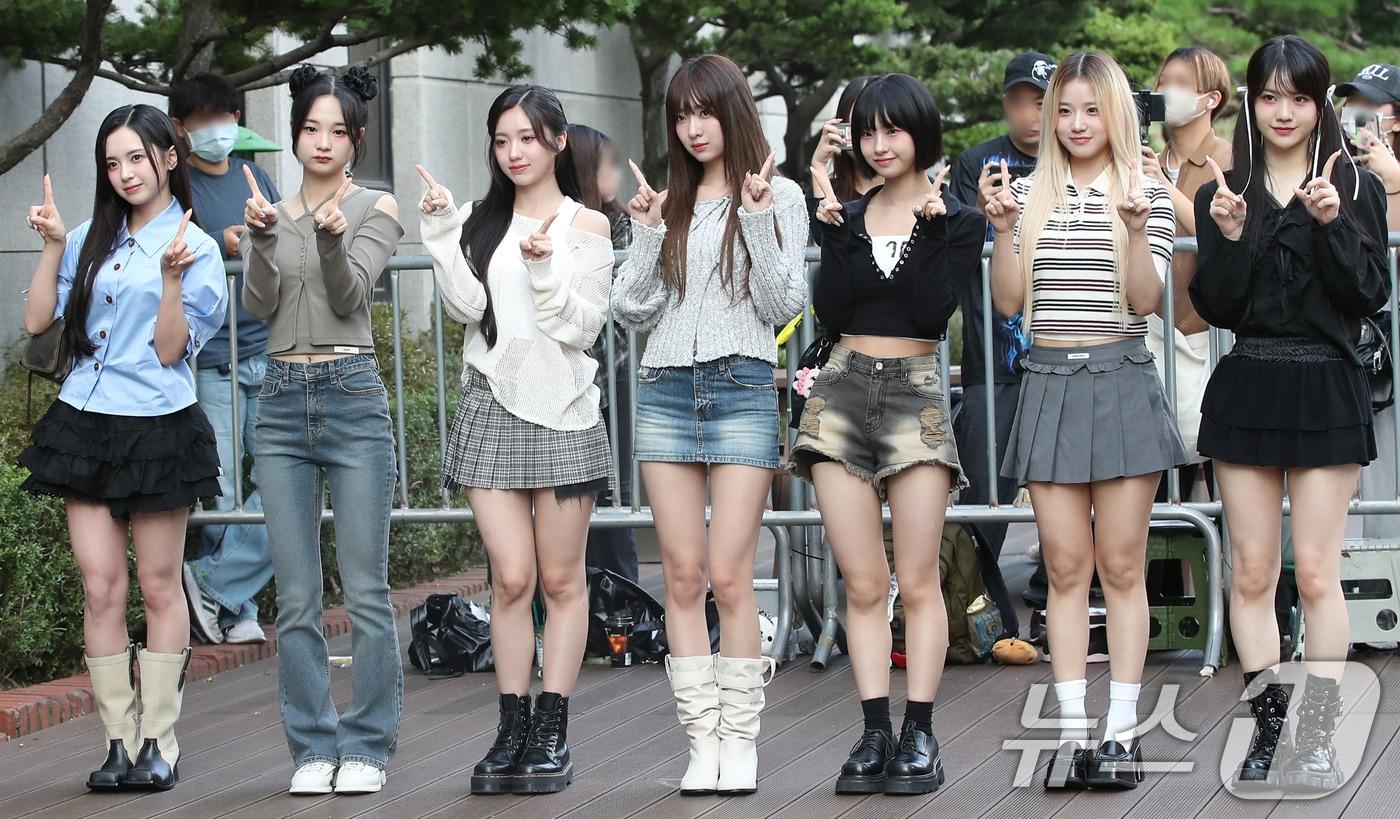 그룹 메이딘의 마시로(왼쪽부터)와 가은, 예서, 미유, 나고,미 수혜, 세리나 2024.9.27/뉴스1 ⓒ News1 권현진 기자