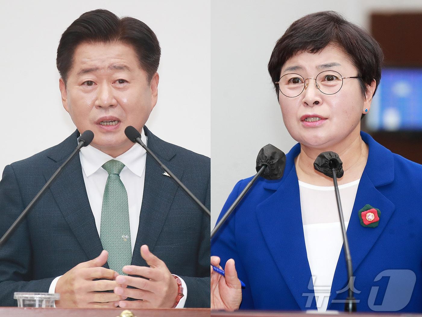 본문 이미지 - 3일 오전 열린 제431회 제주특별자치도의회 임시회 제2차 본회의에서 질의답변을 하고 있는 오영훈 지사와 강성의 의원(더불어민주당·제주시 화북동).(제주특별자치도의회 제공)