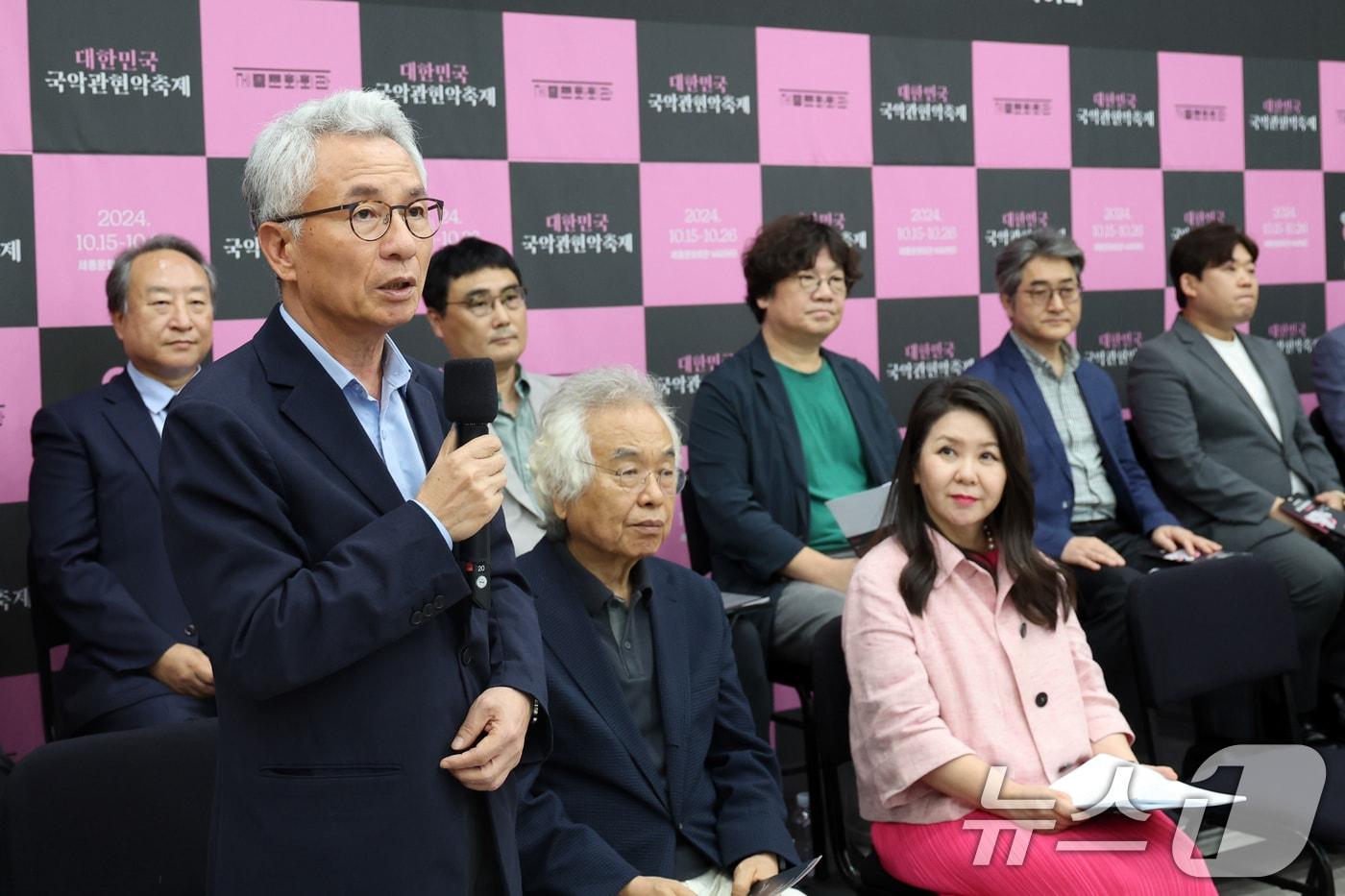 본문 이미지 - 안호상 세종문화회관 사장이 30일 오후 서울 종로구 세종문화회관 아티스트 라운지에서 '대한민국 국악관현악 축제' 제작 발표를 하고 있다. 올해로 2회째를 맞는 이번 축제는 다음달 15일 무터 26일까지 세종문화회관에서 열린다. 2024.9.30/뉴스1 ⓒ News1 황기선 기자