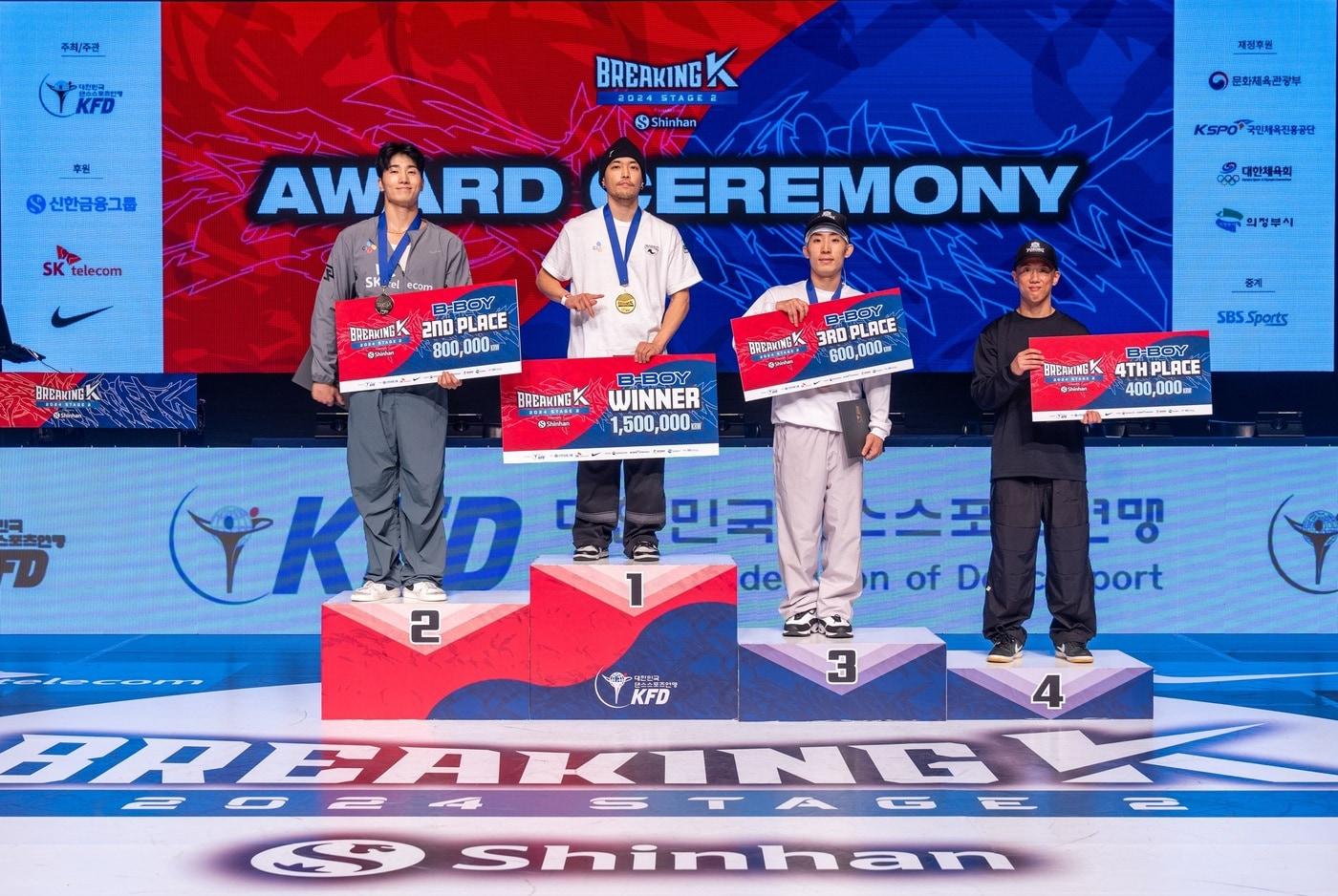 브레이킹 국가대표 2차 선발전 시상식(대한민국댄스스포츠연맹 제공)