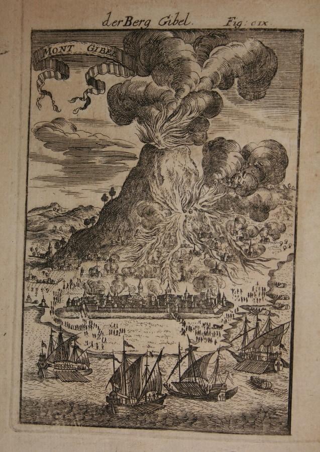 본문 이미지 - 1683년 에트나 화산 폭발. (출처: Alain Manesson Mallet(1683), Public domain, via Wikimedia Commons)