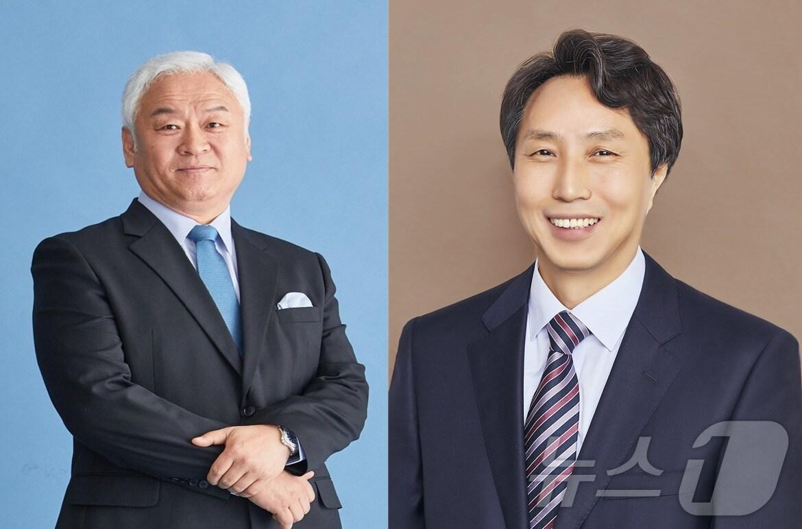 본문 이미지 - 고인범(왼쪽부터) 신임 영화의전당 대표이사, 오재환 부산문화재단 재표이사(부산시청 제공)