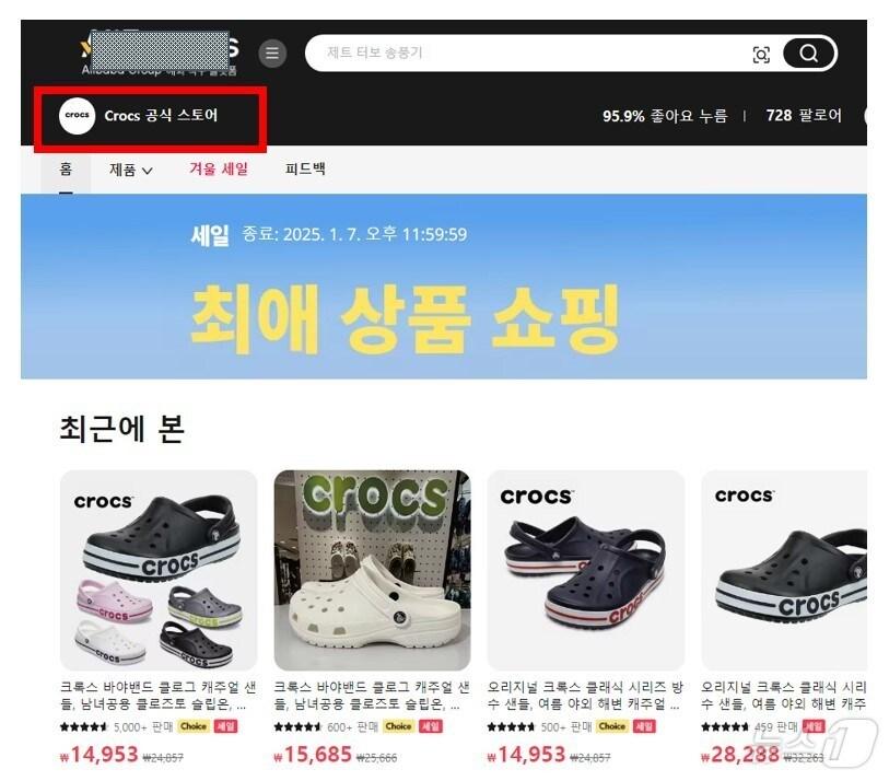 본문 이미지 - 공식 스토어 사칭 페이지.(특허청 제공)/뉴스1