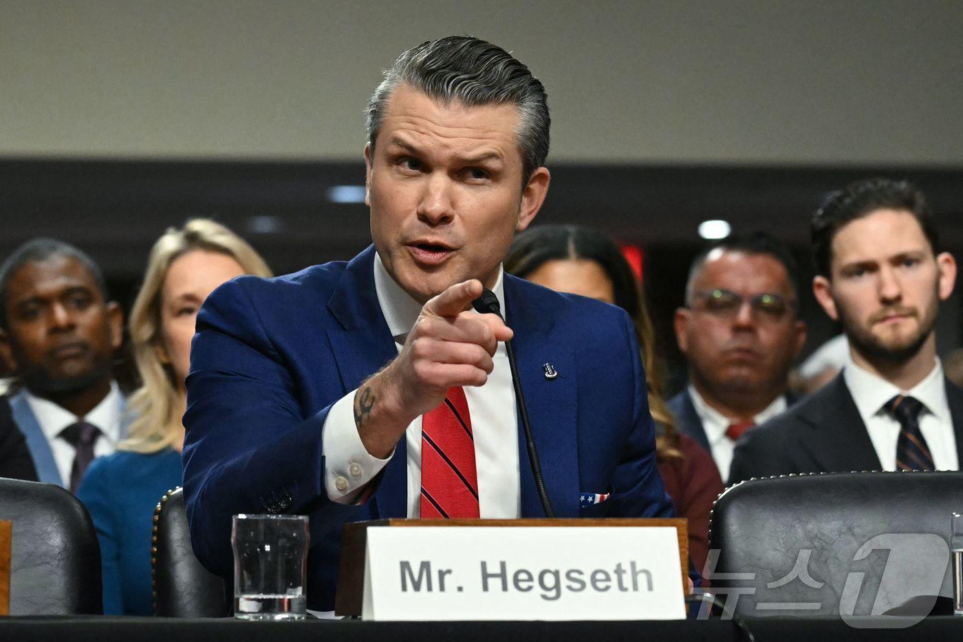 14일(현지시간) 미국 국방부 장관 지명자인 피트 헤그세스에 대한 상원 청문회가 열렸다.ⓒ AFP=뉴스1