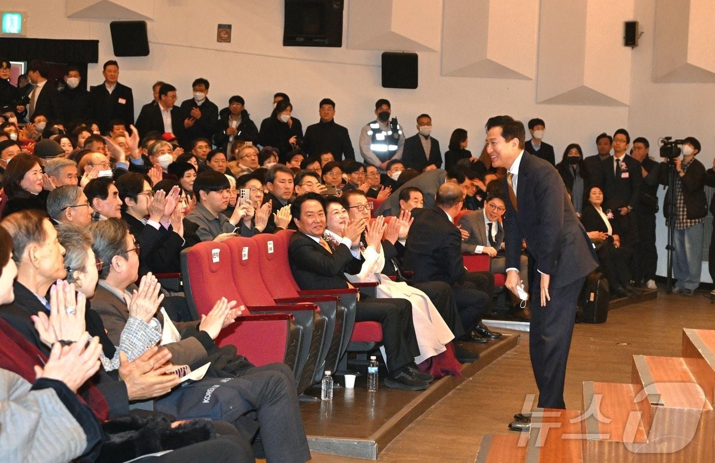 오세훈 서울시장이 15일 서대문구 신년인사회에 참석한 모습. &#40;서울시 제공&#41;ⓒ 뉴스1