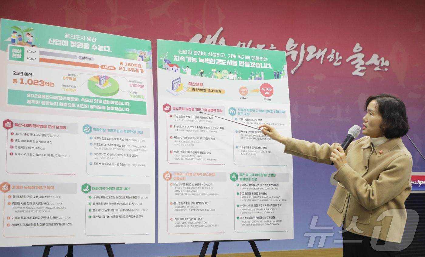 울산시 최정자 환경국장이 15일 울산시청 프레스센터에서 올해 환경 분야 주요 사업 현황을 브리핑하고 있다.2025.1.15/뉴스1 ⓒNews1 김지혜 기자