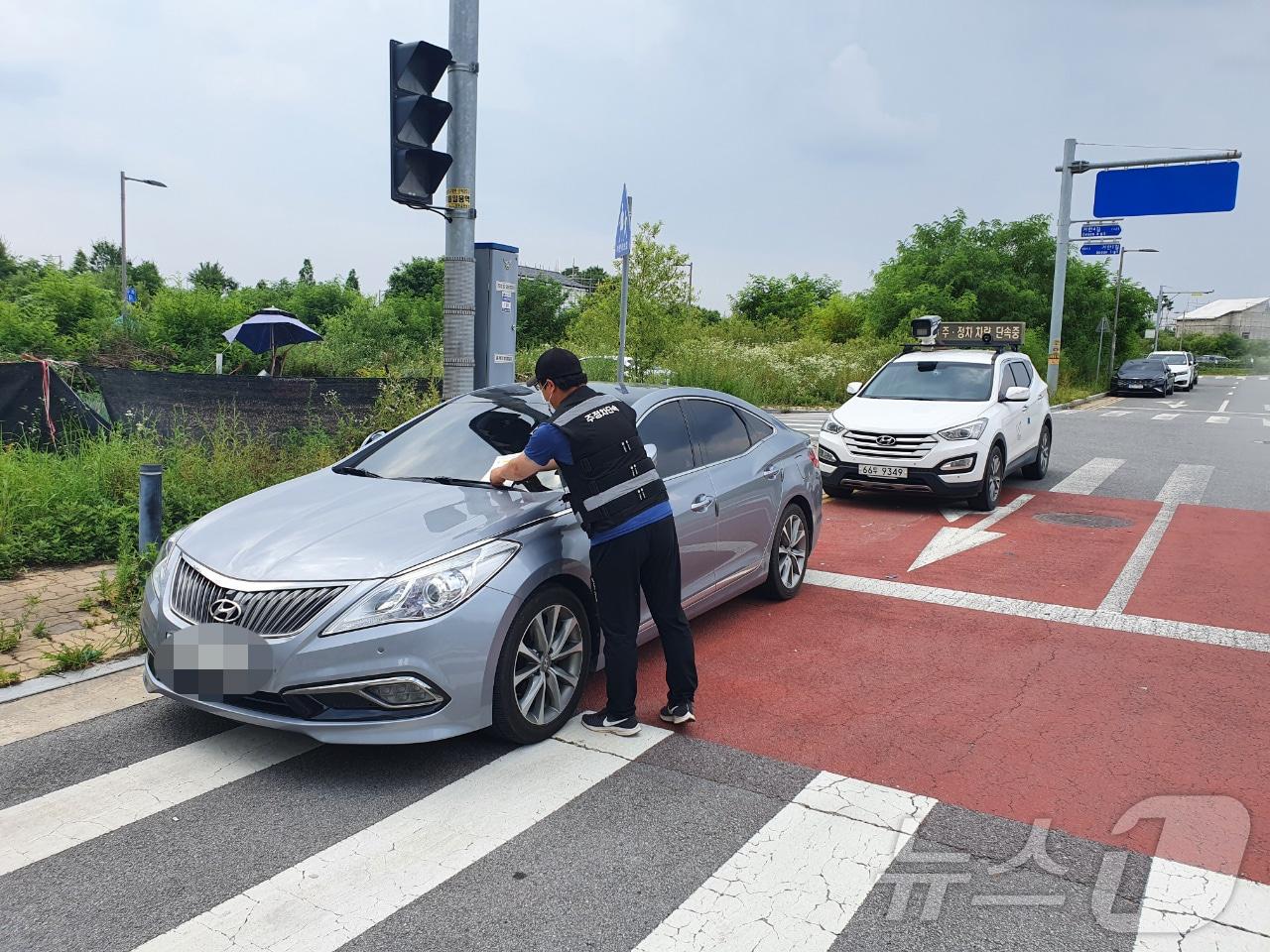 본문 이미지 - 진천군 불법 주정차 단속 모습/뉴스1