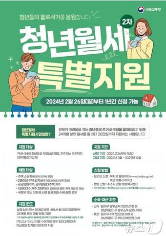 본문 이미지 - 청년 월세 한시 특별지원금 지급 기간 연장 포스터.(홍천군 제공)/뉴스1