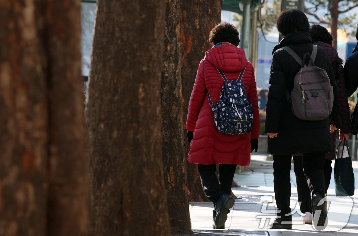 2일 서울 종로구에서 노인들이 이동하고 있다. 2025.1.2/뉴스1 ⓒ News1 김명섭 기자