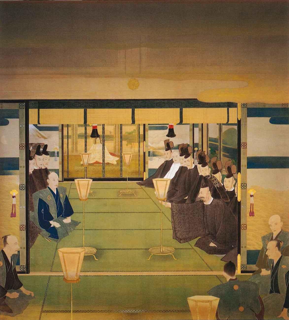 본문 이미지 - 왕정복고와 에도 막부의 종말. (출처: Shimada Bokusen 島田墨仙(1931), Public domain, via Wikimedia Commons)