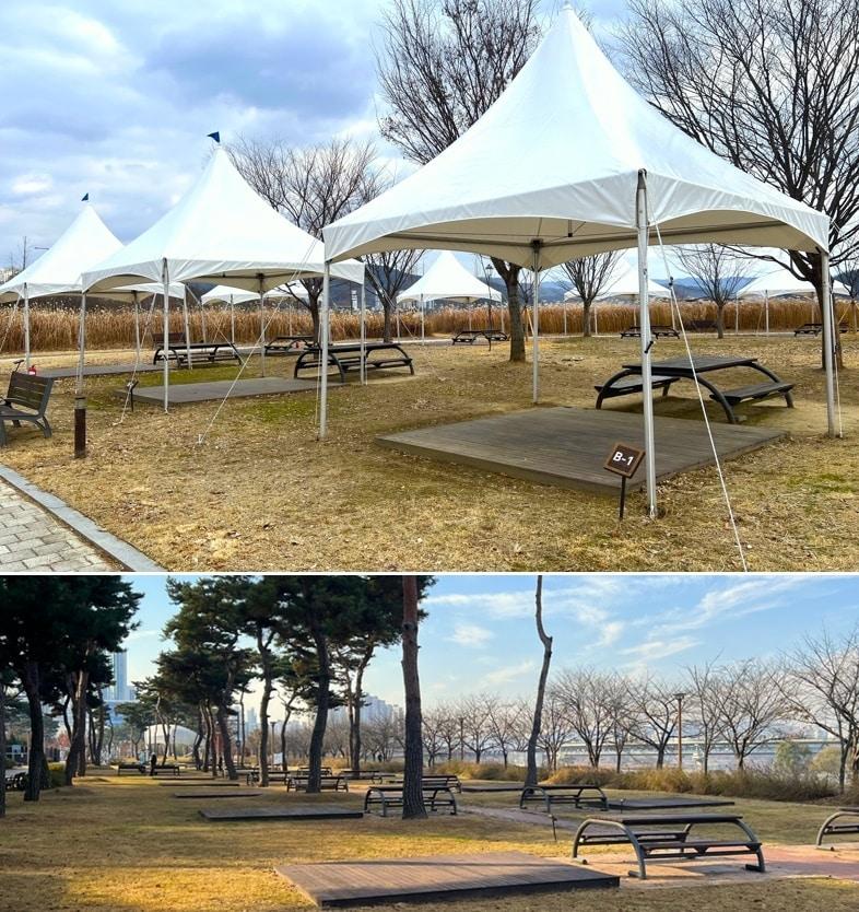 본문 이미지 - 세종 금강수변공원 바비큐장(사진 위)과 피크닉장. (세종시 제공) / 뉴스1 