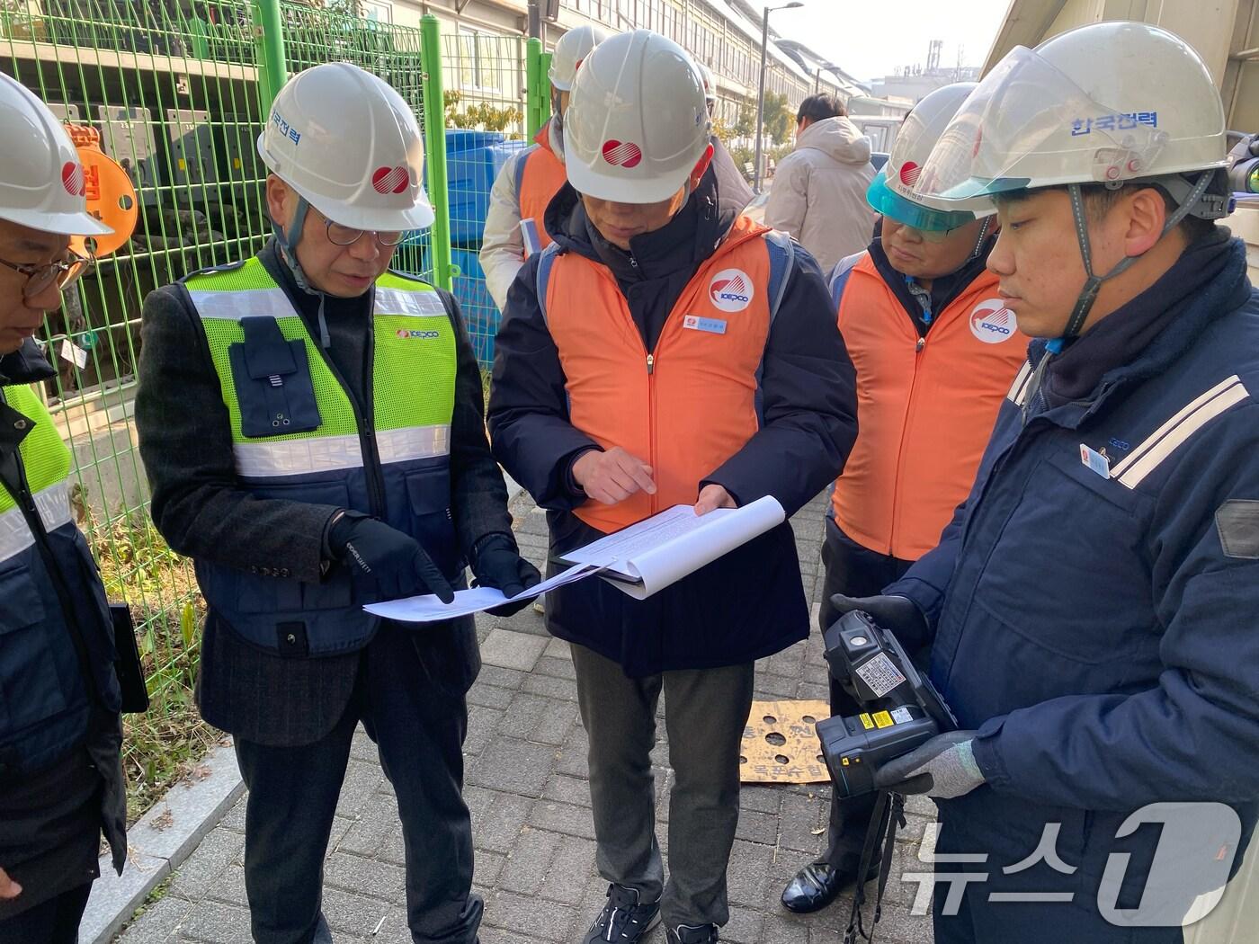 본문 이미지 - 한국전력 광주전남본부가 설 명절 기간 안정적 전력 공급을 위해 전력설비를 특별 점검하고 있다.(한전 광주전남 제공)2025.1.21/뉴스1 ⓒ