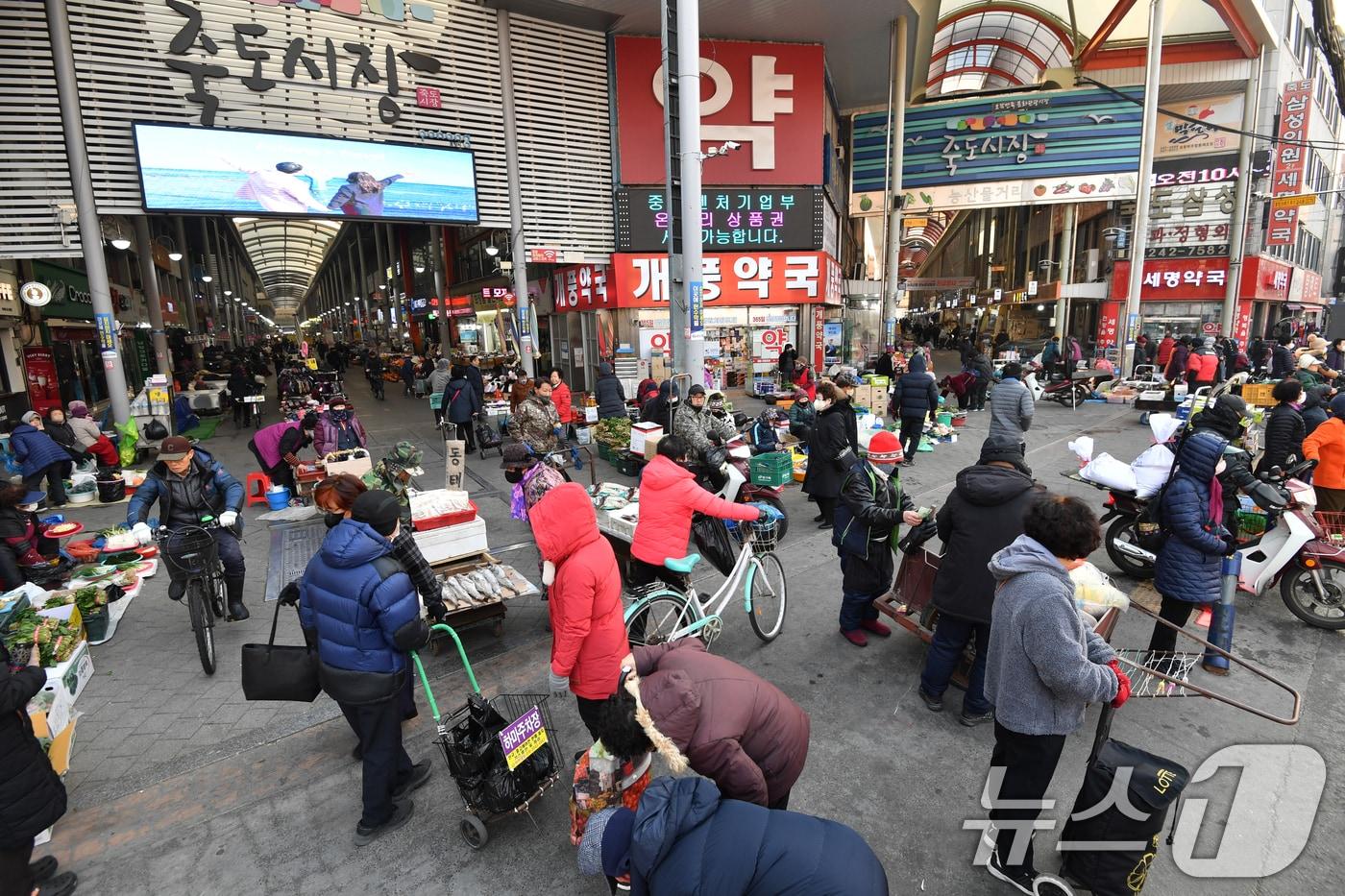 본문 이미지 - 포항시 북구 죽도시장 모습. 2025.1.22/뉴스1 ⓒ News1 최창호 기자