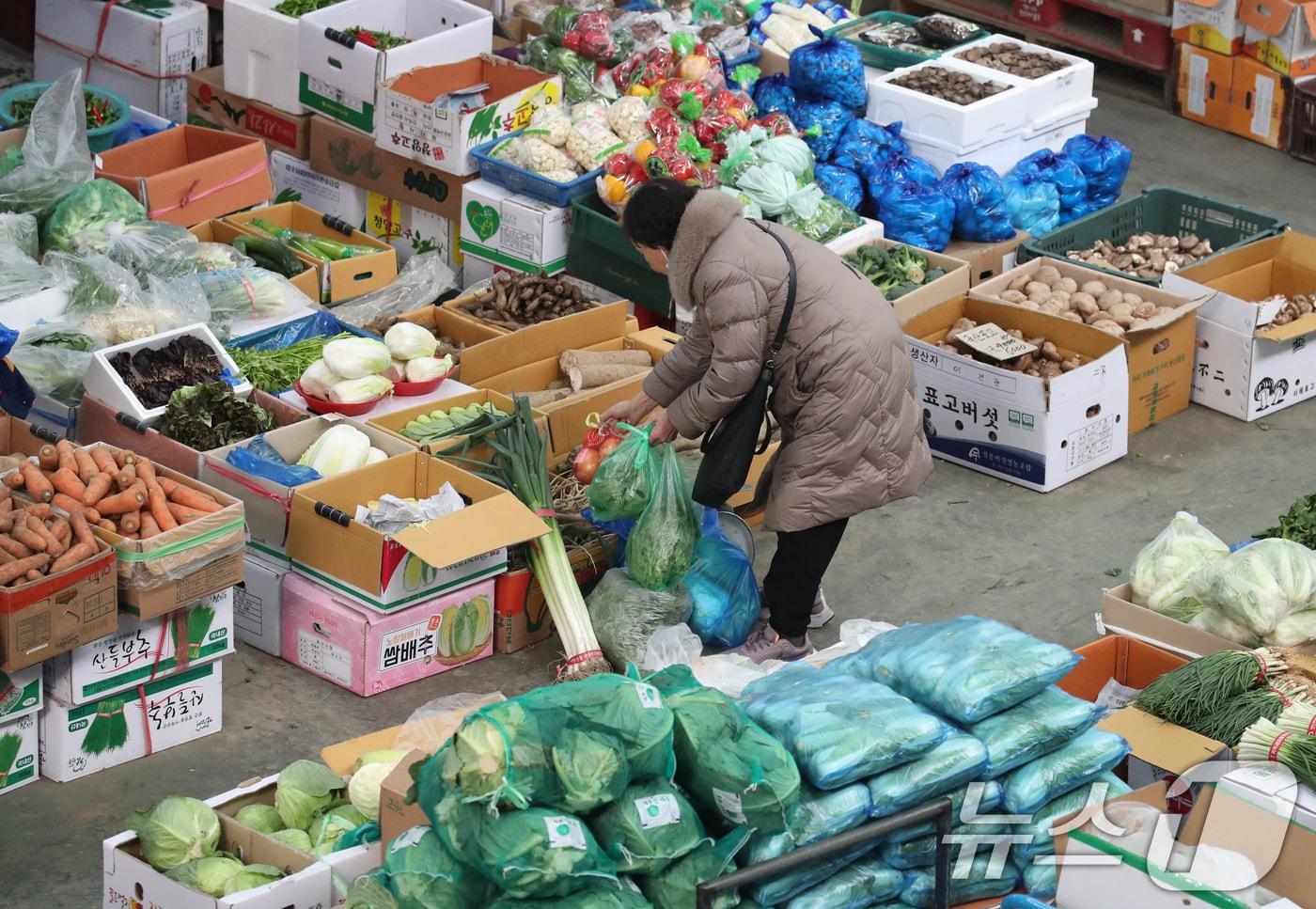본문 이미지 - 설 명절을 앞두고 22일 대전 유성구 노은농수산물시장에서 시민들이 장을 보고 있다. 2025.1.22 ⓒ 뉴스1 김기태 기자