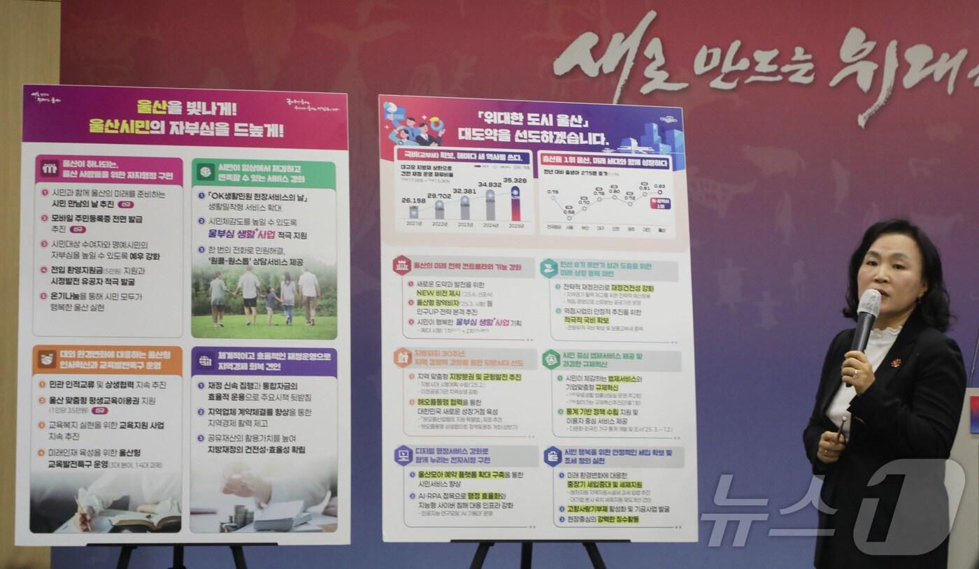 울산시 기획조정실이 22일 시청 프레스센터에서 2025년 연두 업무계획 발표를 하고 있다.2025.1.22/뉴스1 ⓒNews1 김지혜 기자