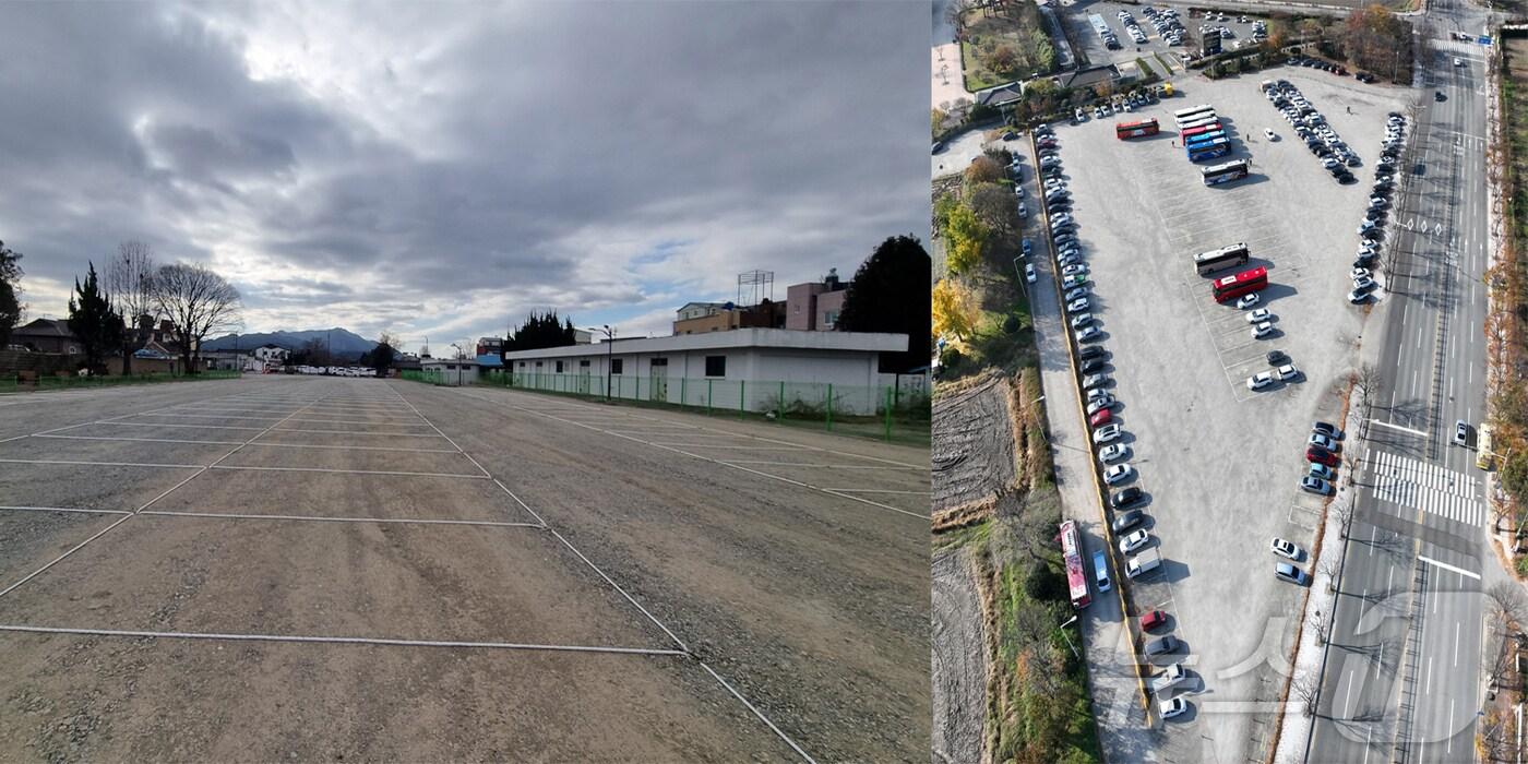 본문 이미지 - 경주시내 주차난이 다소 해소될 전망이다. 사진 왼쪽은 옛 경주역 임시주차장.(경주시 제공) 2025.1.22/뉴스1 