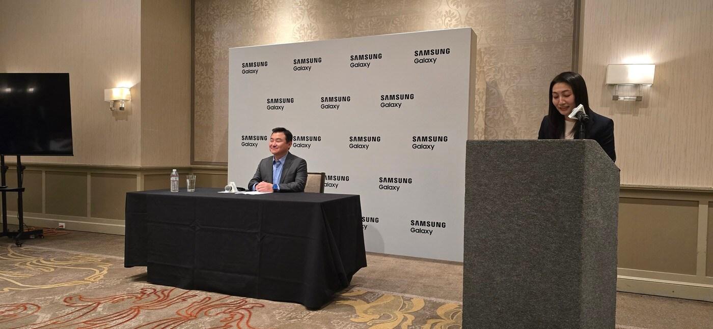 22일 오후 2시 (현지시간) 미국 캘리포니아 더 웨스틴 새너제이 호텔에서 노태문 삼성전자 MX사업부장(사장)이 갤럭시 언팩 2025 사후 간담회를 진행하고 있다./뉴스1 ⓒ News1 윤주영 기자