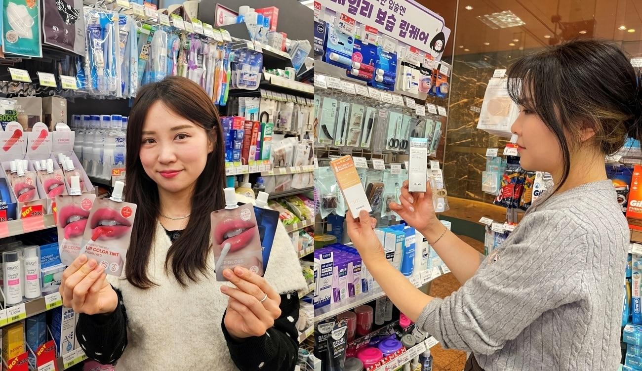 본문 이미지 - CU 파우치 립틴트(왼쪽), GS25 '싸이닉 히알스피큘 150샷' .(CU, GS25 제공).