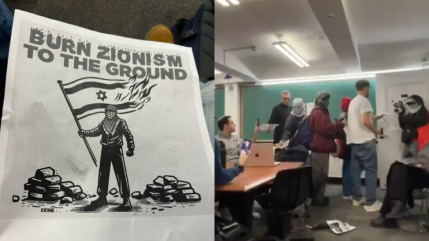 미국 뉴욕의 컬럼비아 대학교에서 이스라엘 역사 강의 도중 친팔레스타인 시위대가 난입해 수업이 중단됐다. <출처=엑스(X·구 트위터) 갈무리>