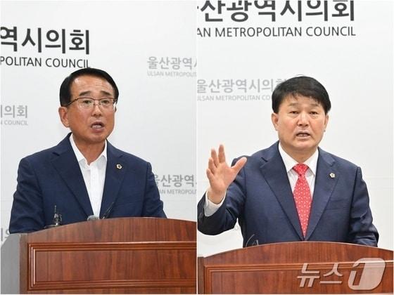 본문 이미지 - 왼쪽부터 울산시의회 안수일 의원과 이성룡 의원.(울산시의회 제공)